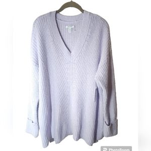 Nine West women's lavender long-sleeved v-neck knitted sweater size 2X